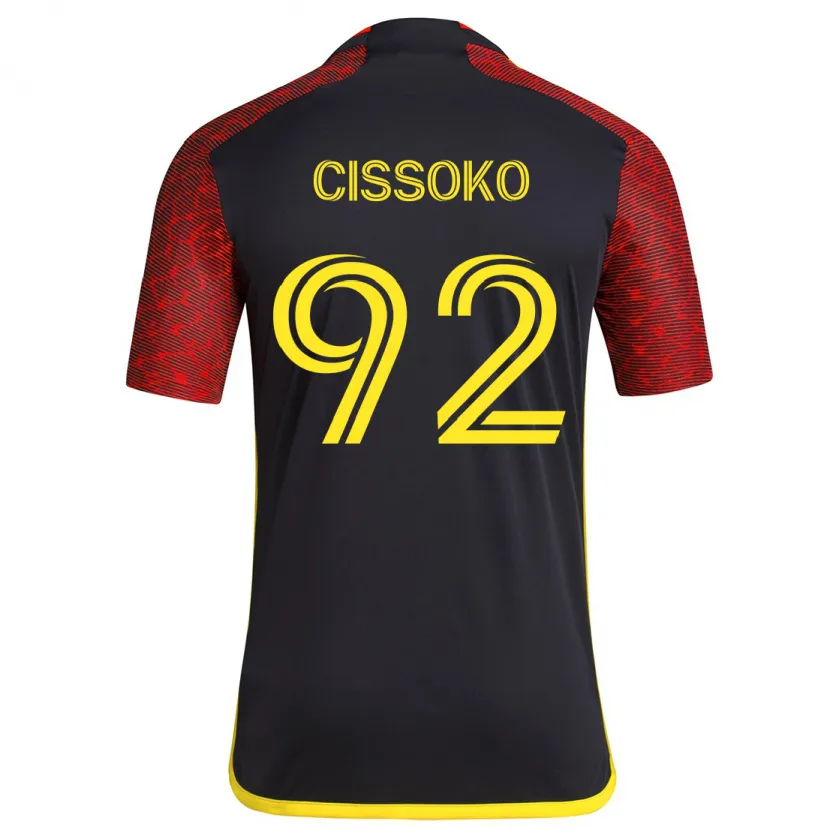 Danxen Niño Camiseta Abdoulaye Cissoko #92 Negro Rojo 2ª Equipación 2024/25 La Camisa