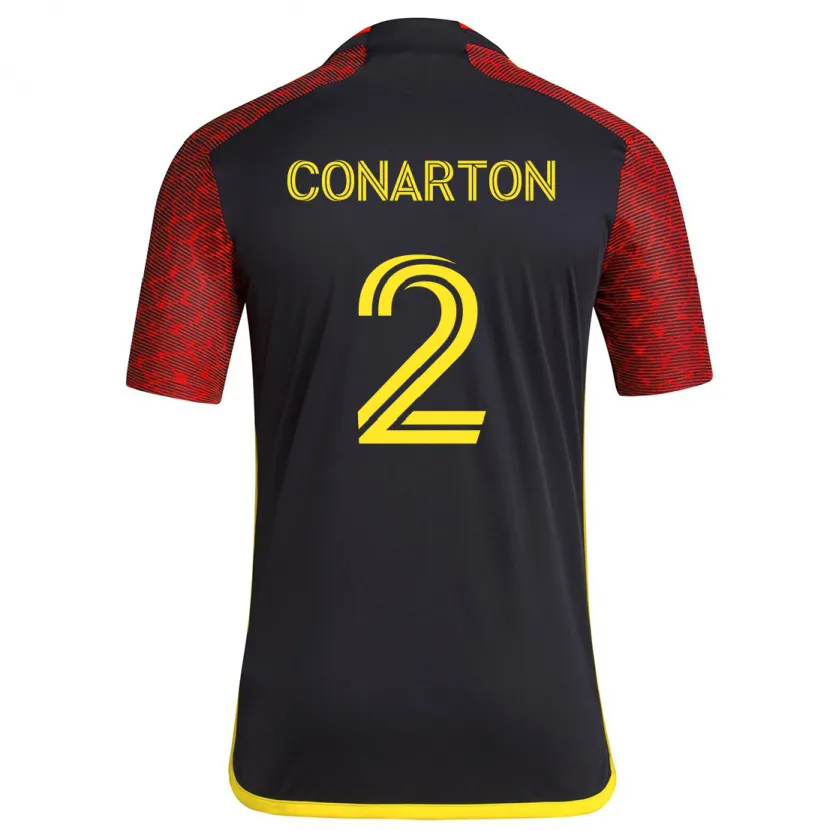 Danxen Niño Camiseta Alyssa Conarton #2 Negro Rojo 2ª Equipación 2024/25 La Camisa