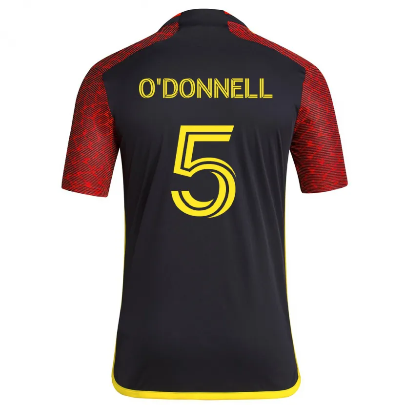 Danxen Niño Camiseta Kristina O'donnell #5 Negro Rojo 2ª Equipación 2024/25 La Camisa