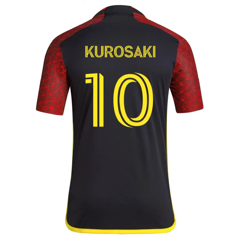 Danxen Niño Camiseta Yuuka Kurosaki #10 Negro Rojo 2ª Equipación 2024/25 La Camisa