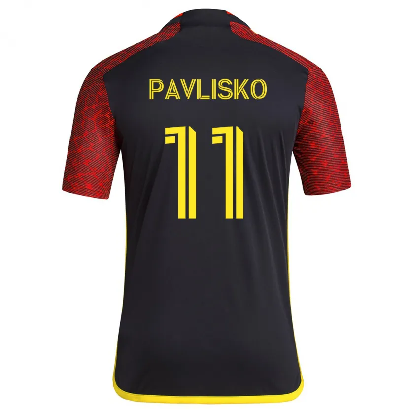 Danxen Niño Camiseta Kirsten Pavlisko #11 Negro Rojo 2ª Equipación 2024/25 La Camisa