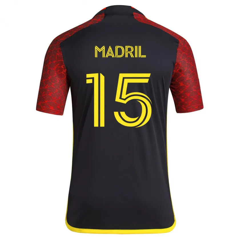 Danxen Niño Camiseta Emily Madril #15 Negro Rojo 2ª Equipación 2024/25 La Camisa