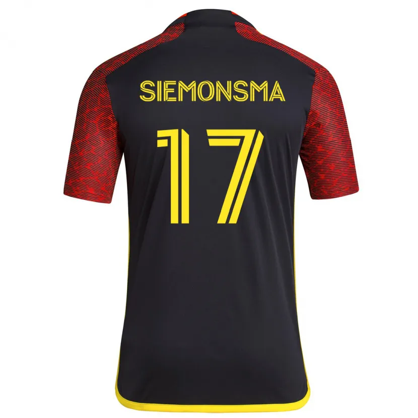 Danxen Niño Camiseta Sianna Siemonsma #17 Negro Rojo 2ª Equipación 2024/25 La Camisa