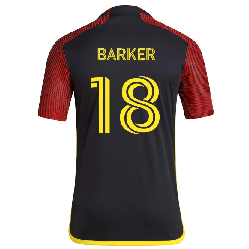 Danxen Niño Camiseta Alicia Barker #18 Negro Rojo 2ª Equipación 2024/25 La Camisa