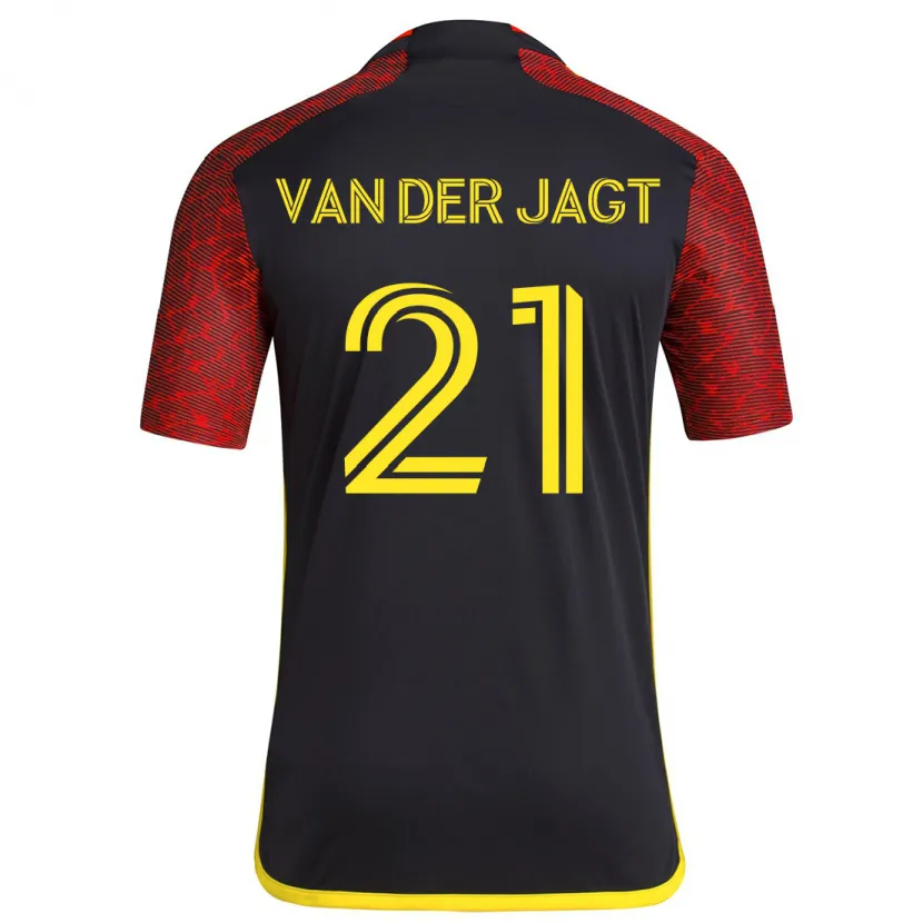 Danxen Niño Camiseta Olivia Van Der Jagt #21 Negro Rojo 2ª Equipación 2024/25 La Camisa