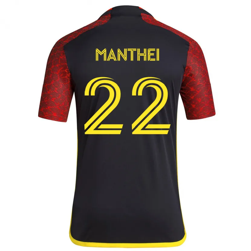 Danxen Niño Camiseta Leahi Manthei #22 Negro Rojo 2ª Equipación 2024/25 La Camisa