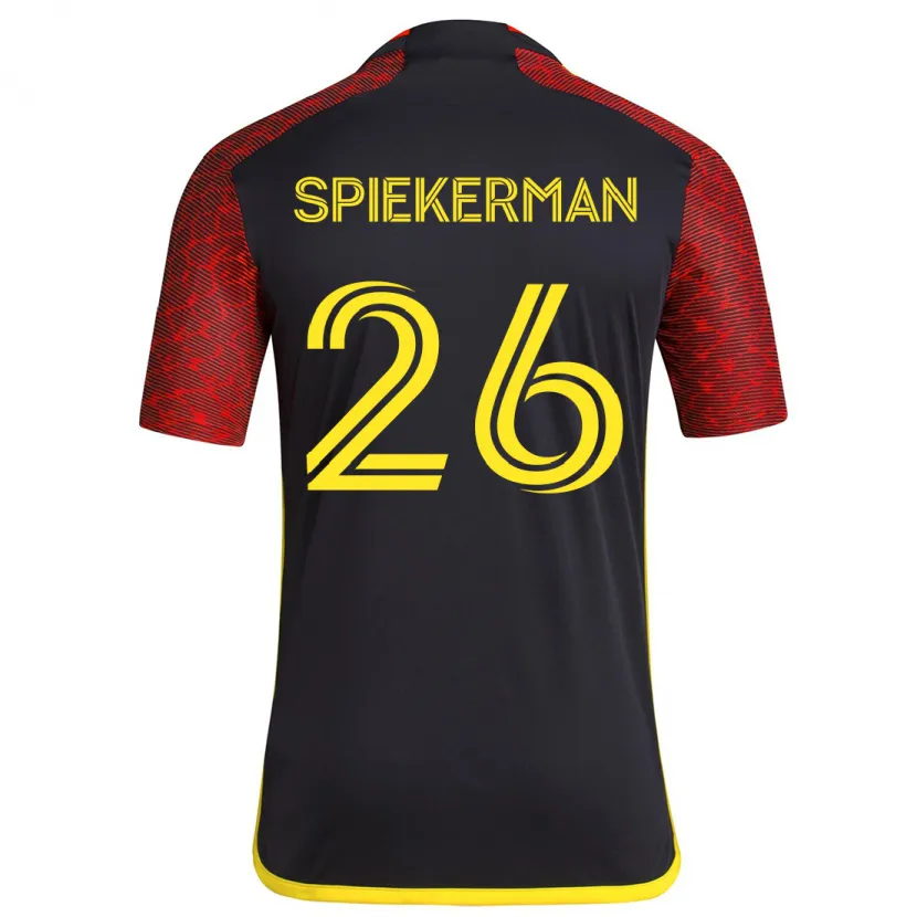 Danxen Niño Camiseta Stephanie Spiekerman #26 Negro Rojo 2ª Equipación 2024/25 La Camisa