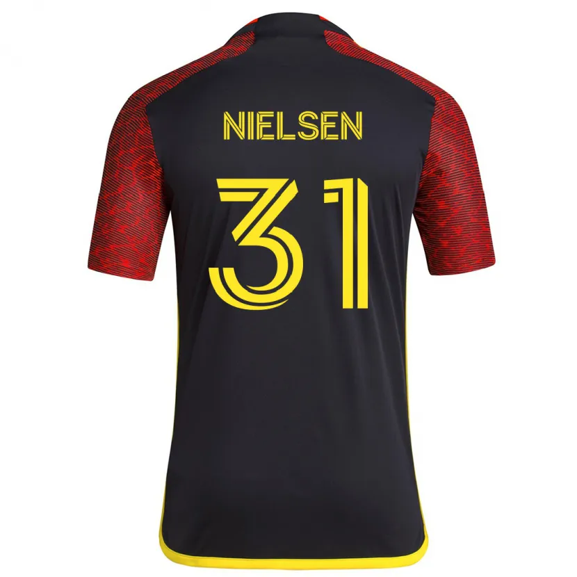 Danxen Niño Camiseta Madeline Nielsen #31 Negro Rojo 2ª Equipación 2024/25 La Camisa