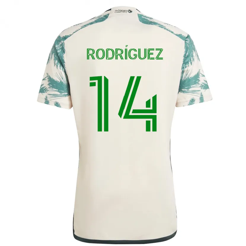 Danxen Niño Camiseta Jonathan Rodríguez #14 Beige Marrón 2ª Equipación 2024/25 La Camisa