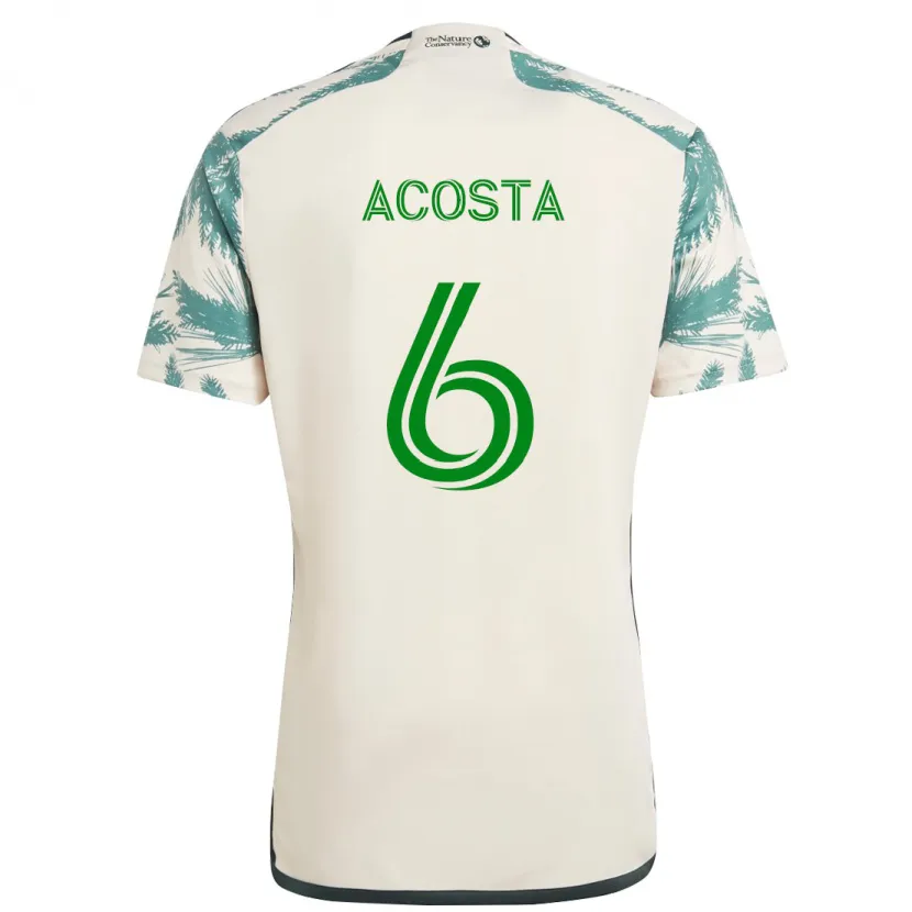 Danxen Niño Camiseta Bryan Acosta #6 Beige Marrón 2ª Equipación 2024/25 La Camisa