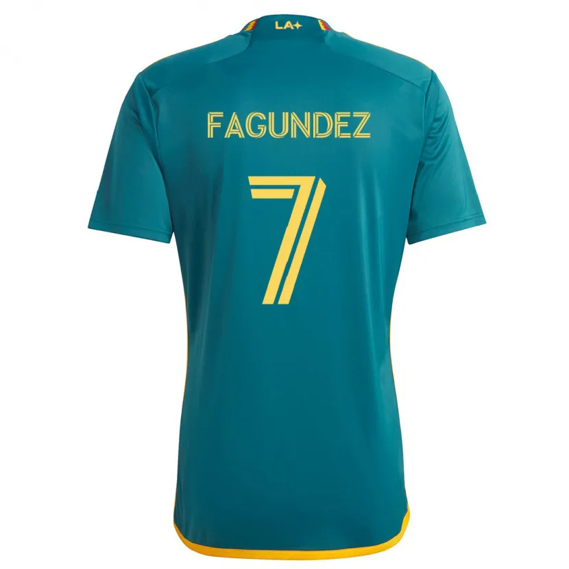 Danxen Niño Camiseta Diego Fagúndez #7 Verde Amarillo 2ª Equipación 2024/25 La Camisa