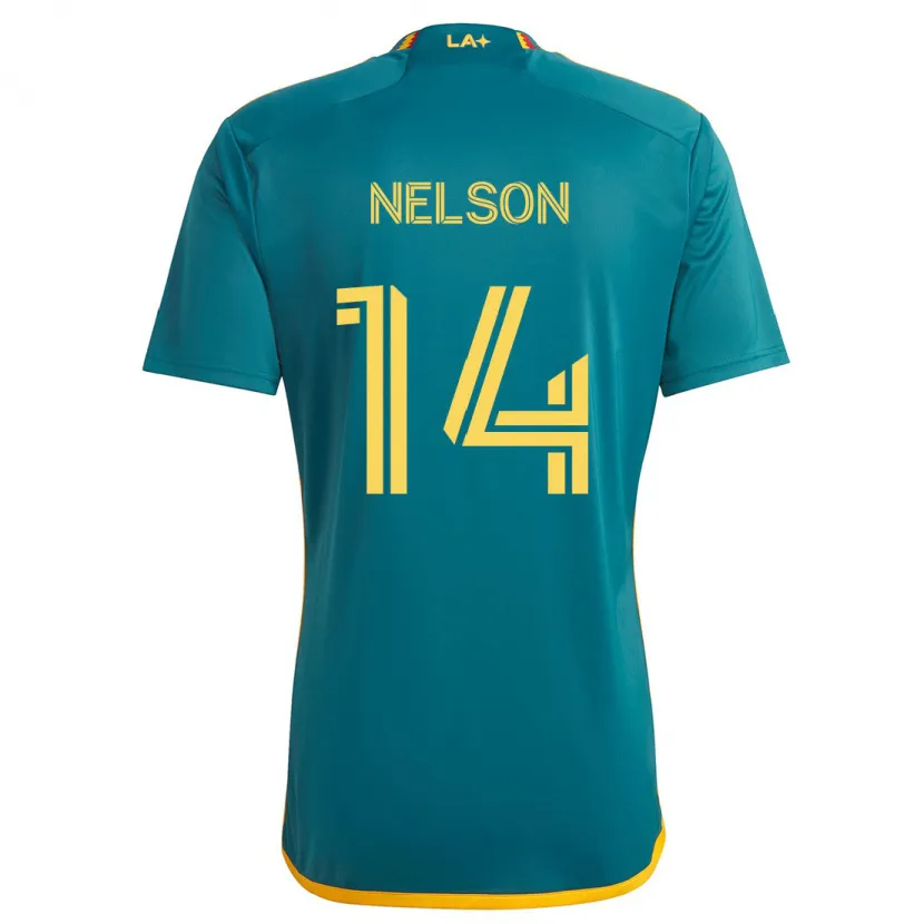 Danxen Niño Camiseta John Nelson #14 Verde Amarillo 2ª Equipación 2024/25 La Camisa