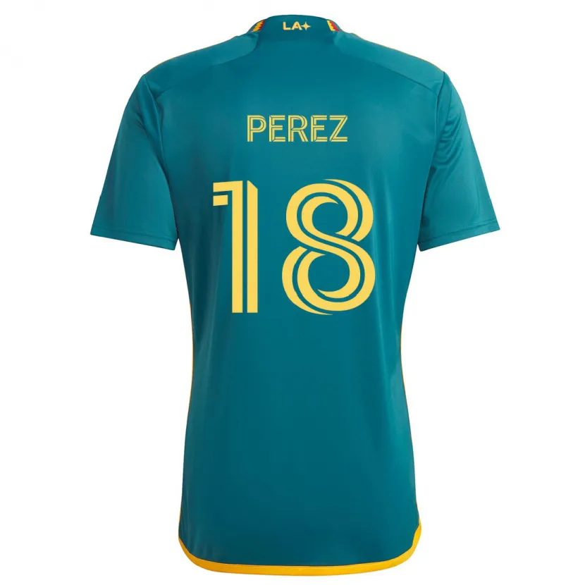 Danxen Niño Camiseta Jonathan Pérez #18 Verde Amarillo 2ª Equipación 2024/25 La Camisa