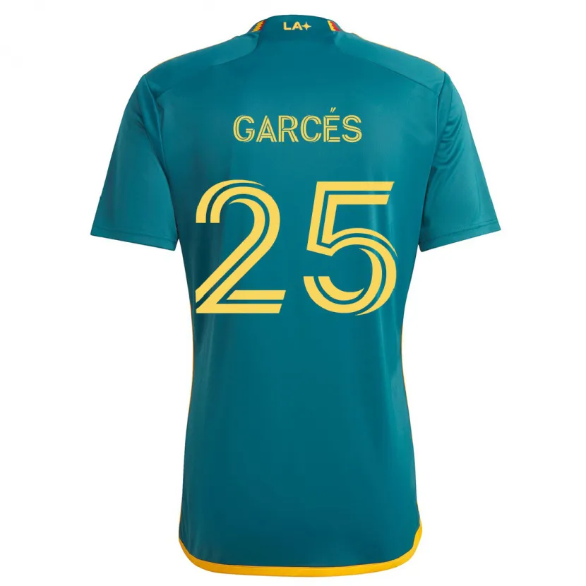 Danxen Niño Camiseta Carlos Garcés #25 Verde Amarillo 2ª Equipación 2024/25 La Camisa