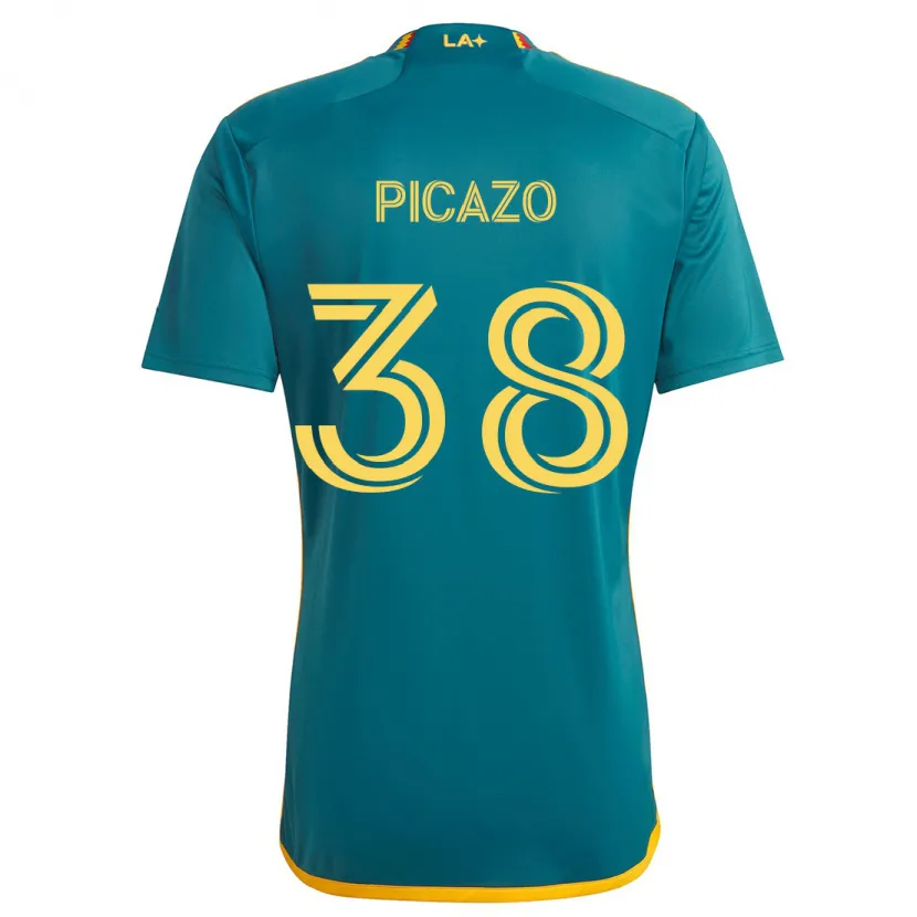 Danxen Niño Camiseta Axel Picazo #38 Verde Amarillo 2ª Equipación 2024/25 La Camisa