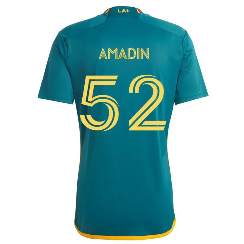 Danxen Niño Camiseta Elijah Amadin #52 Verde Amarillo 2ª Equipación 2024/25 La Camisa