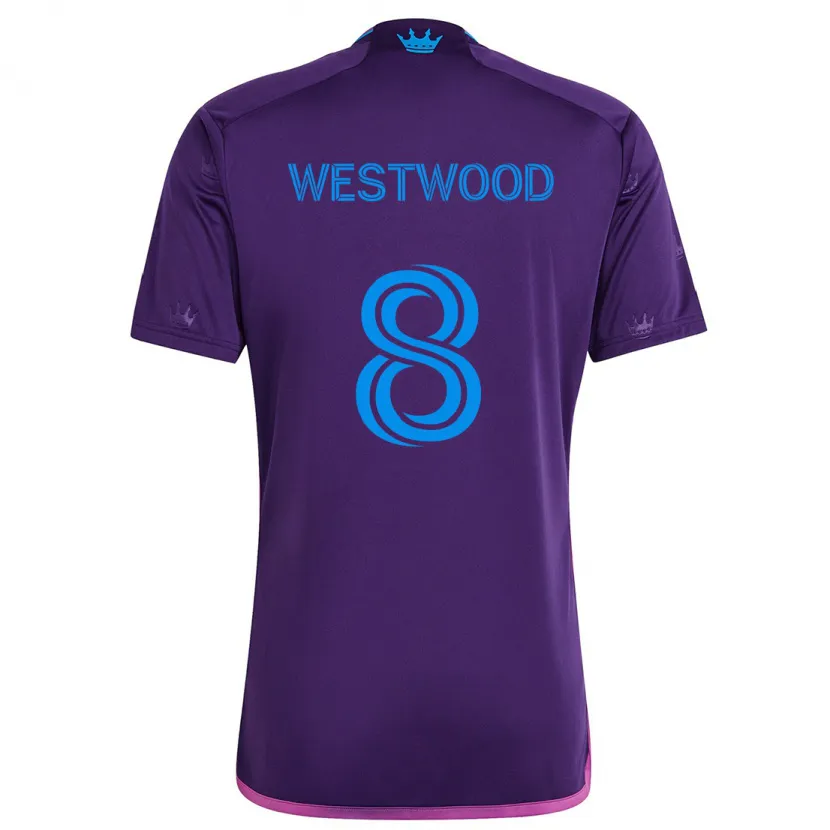 Danxen Niño Camiseta Ashley Westwood #8 Azul Morado 2ª Equipación 2024/25 La Camisa