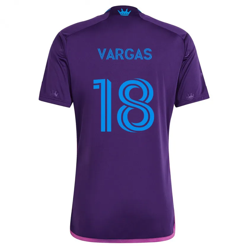 Danxen Niño Camiseta Kerwin Vargas #18 Azul Morado 2ª Equipación 2024/25 La Camisa