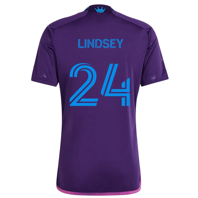 Danxen Niño Camiseta Jaylin Lindsey #24 Azul Morado 2ª Equipación 2024/25 La Camisa