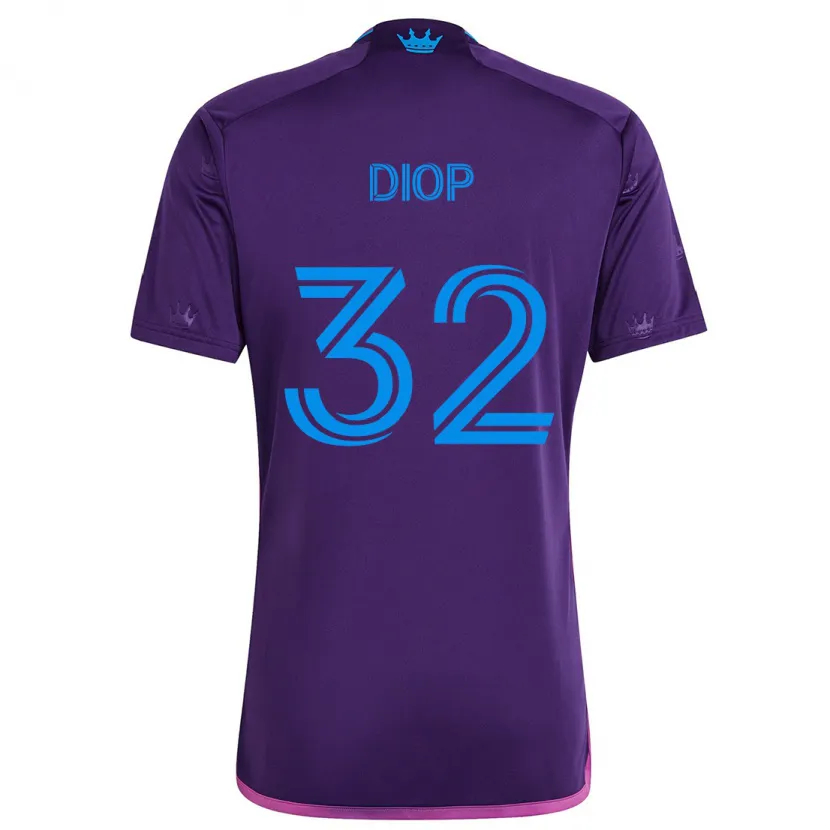 Danxen Niño Camiseta Hamady Diop #32 Azul Morado 2ª Equipación 2024/25 La Camisa