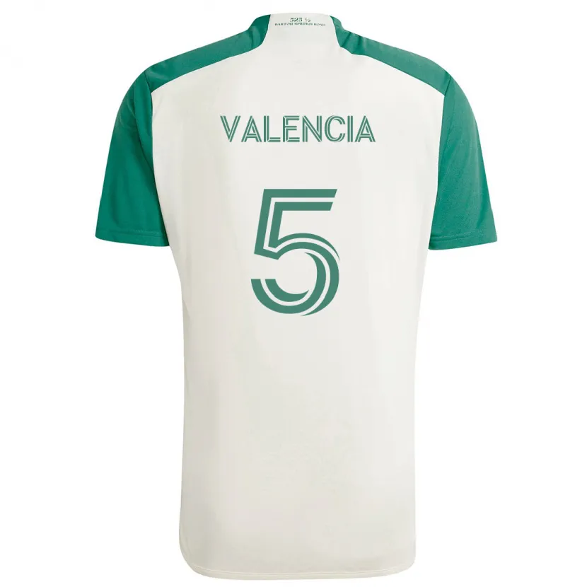 Danxen Niño Camiseta Jhojan Valencia #5 Colores Tostados Verde 2ª Equipación 2024/25 La Camisa