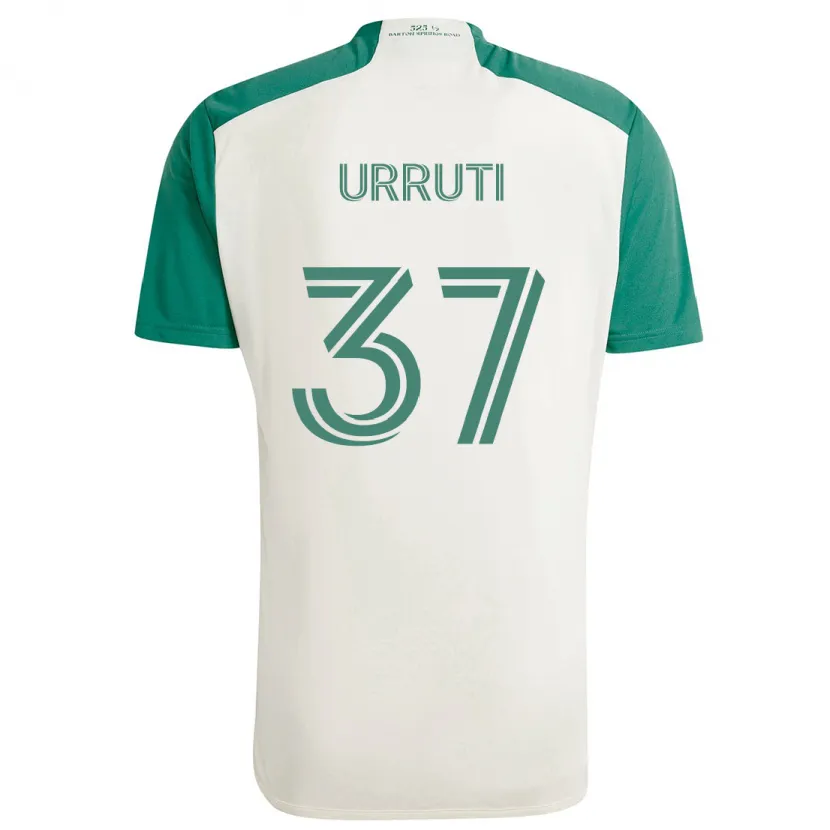 Danxen Niño Camiseta Maximiliano Urruti #37 Colores Tostados Verde 2ª Equipación 2024/25 La Camisa