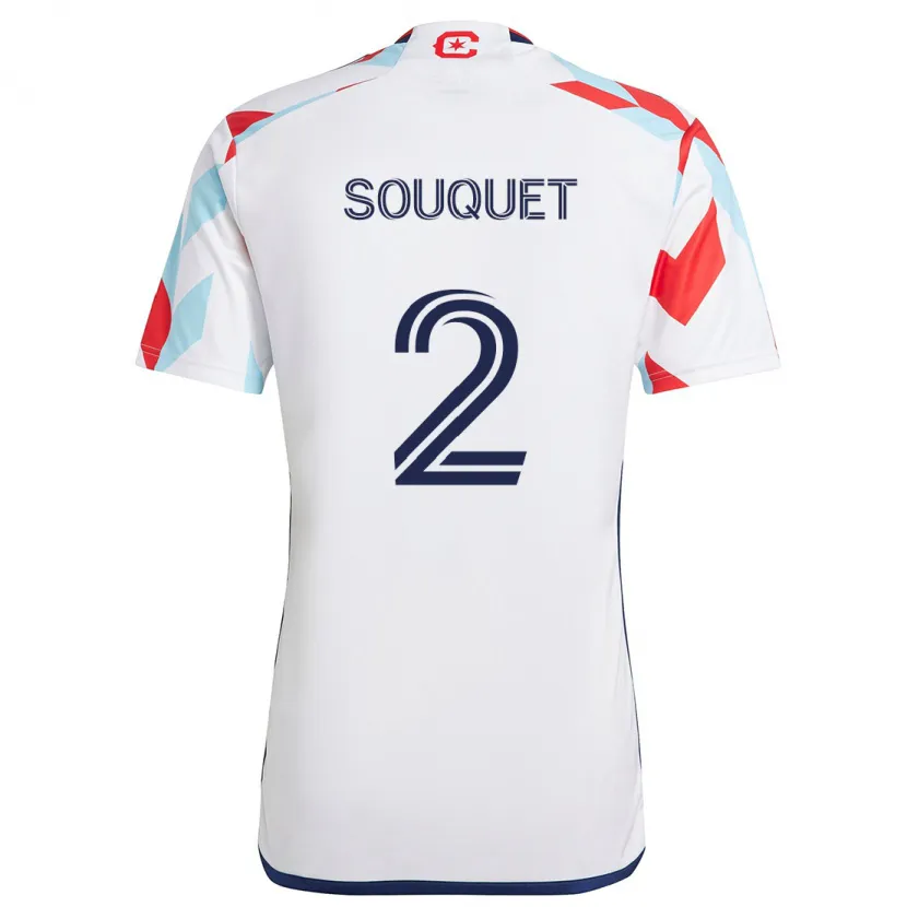 Danxen Niño Camiseta Arnaud Souquet #2 Blanco Rojo Azul 2ª Equipación 2024/25 La Camisa