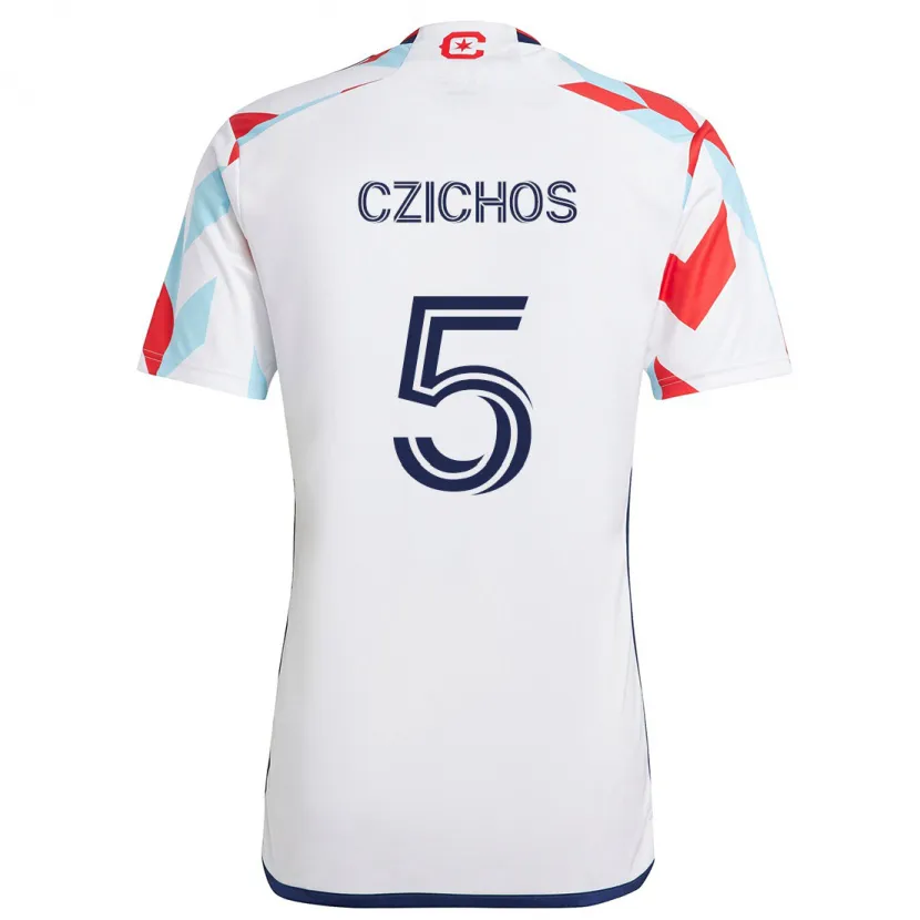 Danxen Niño Camiseta Rafael Czichos #5 Blanco Rojo Azul 2ª Equipación 2024/25 La Camisa