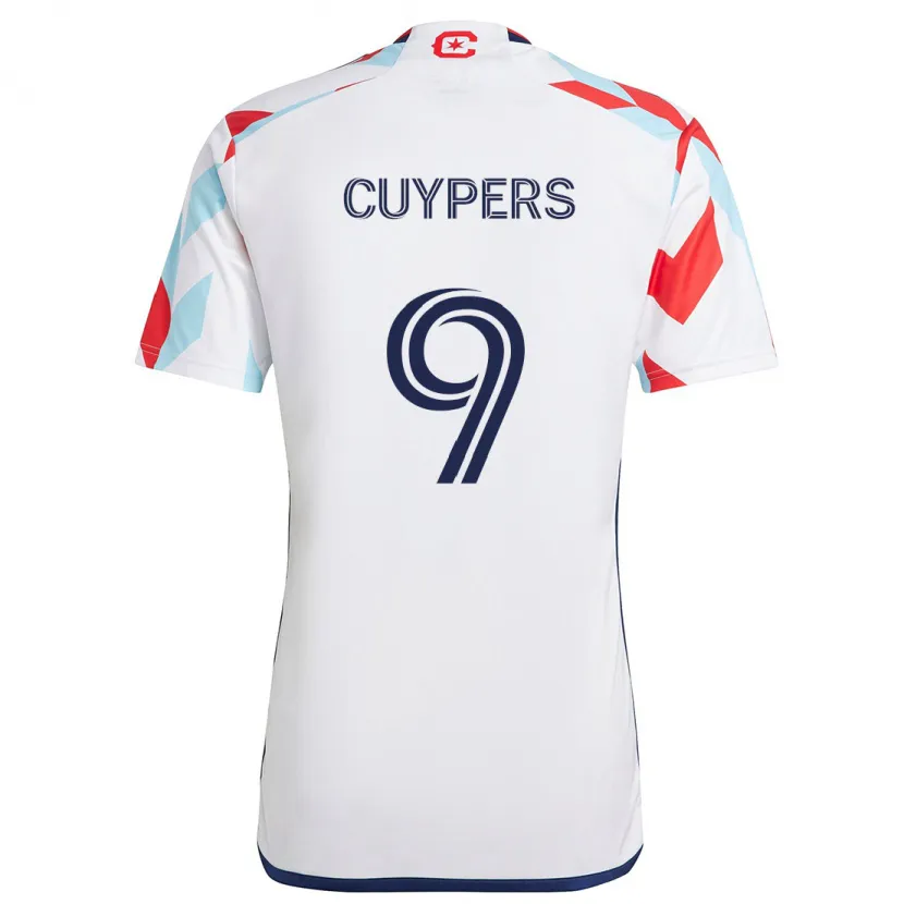 Danxen Niño Camiseta Hugo Cuypers #9 Blanco Rojo Azul 2ª Equipación 2024/25 La Camisa