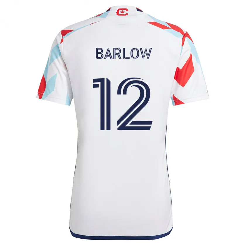 Danxen Niño Camiseta Tom Barlow #12 Blanco Rojo Azul 2ª Equipación 2024/25 La Camisa