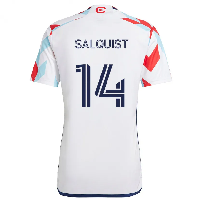 Danxen Niño Camiseta Tobias Salquist #14 Blanco Rojo Azul 2ª Equipación 2024/25 La Camisa