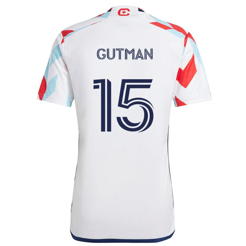 Danxen Niño Camiseta Andrew Gutman #15 Blanco Rojo Azul 2ª Equipación 2024/25 La Camisa