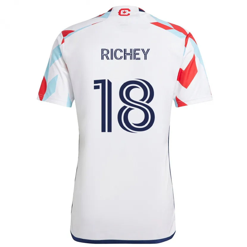 Danxen Niño Camiseta Spencer Richey #18 Blanco Rojo Azul 2ª Equipación 2024/25 La Camisa