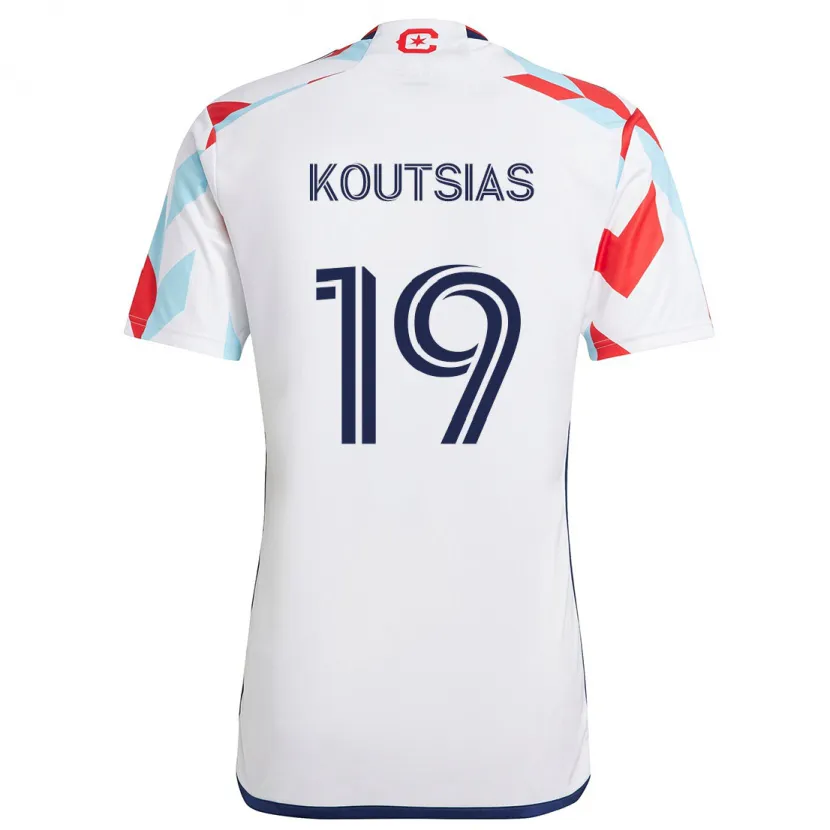 Danxen Niño Camiseta Georgios Koutsias #19 Blanco Rojo Azul 2ª Equipación 2024/25 La Camisa