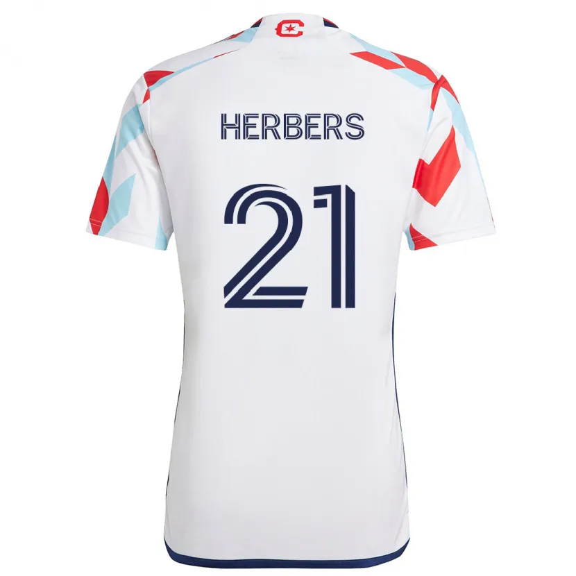 Danxen Niño Camiseta Fabian Herbers #21 Blanco Rojo Azul 2ª Equipación 2024/25 La Camisa