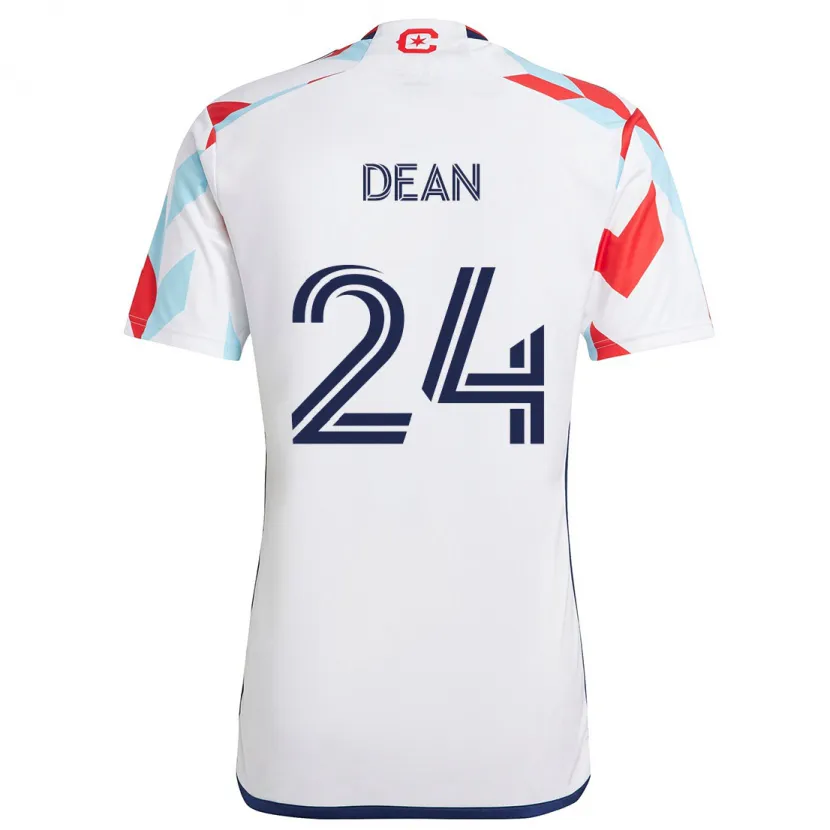 Danxen Niño Camiseta Jonathan Dean #24 Blanco Rojo Azul 2ª Equipación 2024/25 La Camisa