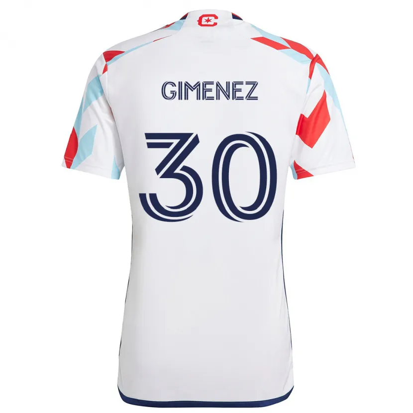 Danxen Niño Camiseta Gastón Giménez #30 Blanco Rojo Azul 2ª Equipación 2024/25 La Camisa