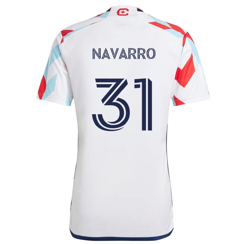 Danxen Niño Camiseta Federico Navarro #31 Blanco Rojo Azul 2ª Equipación 2024/25 La Camisa