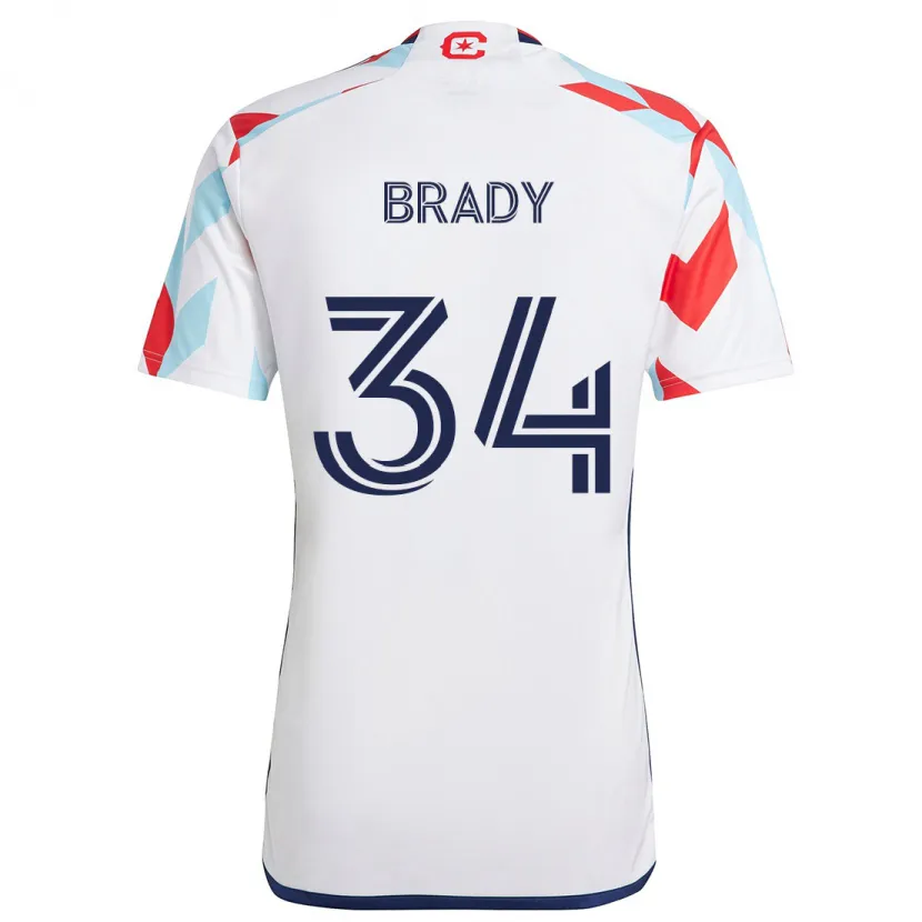 Danxen Niño Camiseta Chris Brady #34 Blanco Rojo Azul 2ª Equipación 2024/25 La Camisa