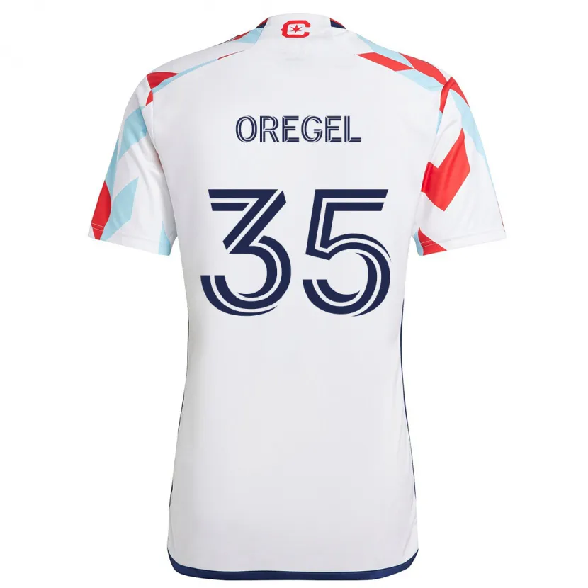 Danxen Niño Camiseta Sergio Oregel #35 Blanco Rojo Azul 2ª Equipación 2024/25 La Camisa