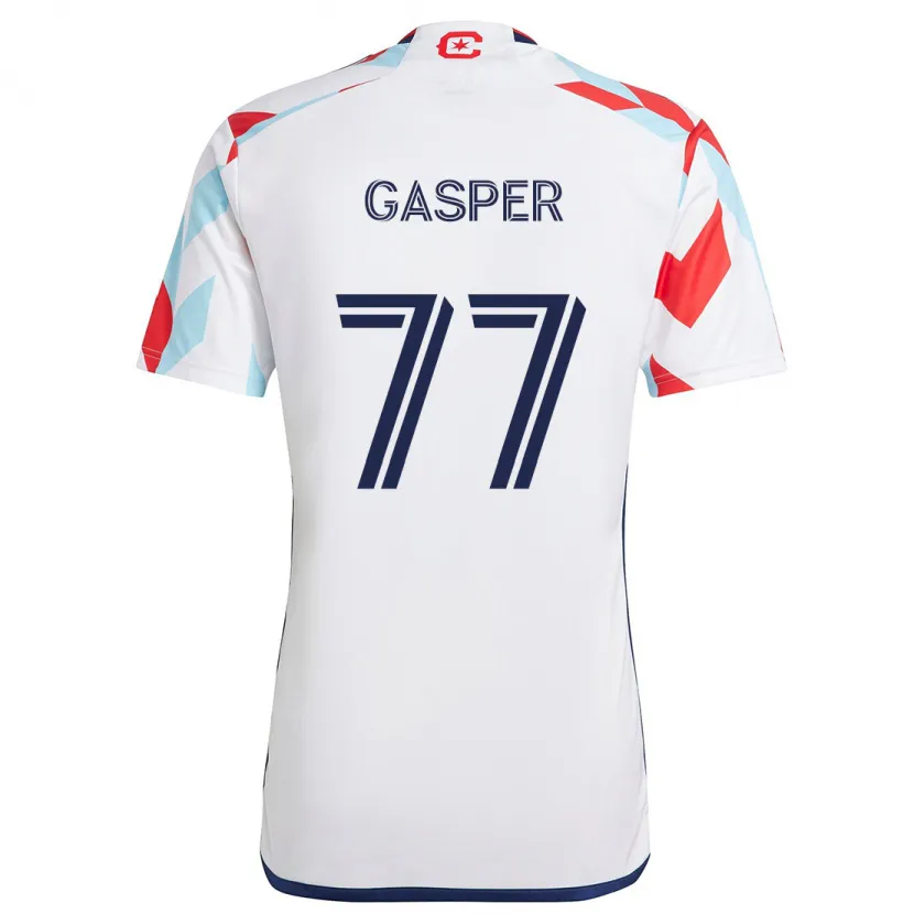 Danxen Niño Camiseta Chase Gasper #77 Blanco Rojo Azul 2ª Equipación 2024/25 La Camisa