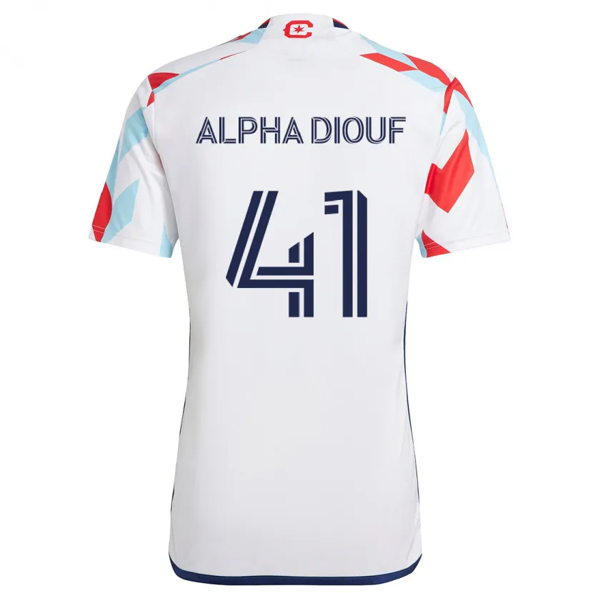 Danxen Niño Camiseta Jean Alpha Diouf #41 Blanco Rojo Azul 2ª Equipación 2024/25 La Camisa