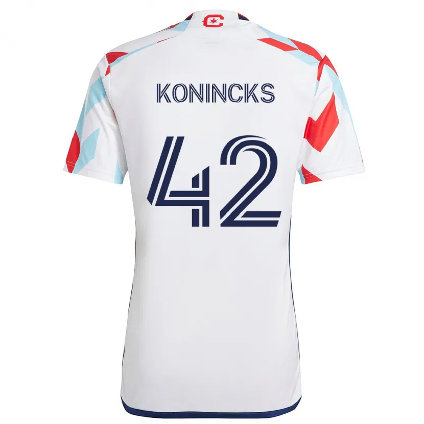 Danxen Niño Camiseta Diego Konincks #42 Blanco Rojo Azul 2ª Equipación 2024/25 La Camisa