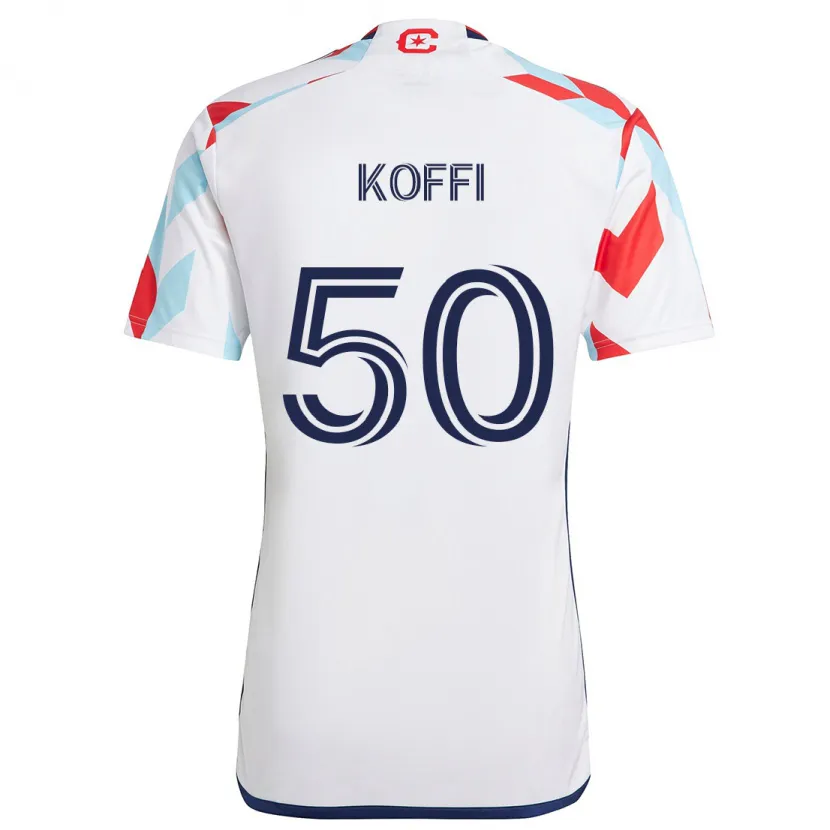 Danxen Niño Camiseta Christian Koffi #50 Blanco Rojo Azul 2ª Equipación 2024/25 La Camisa