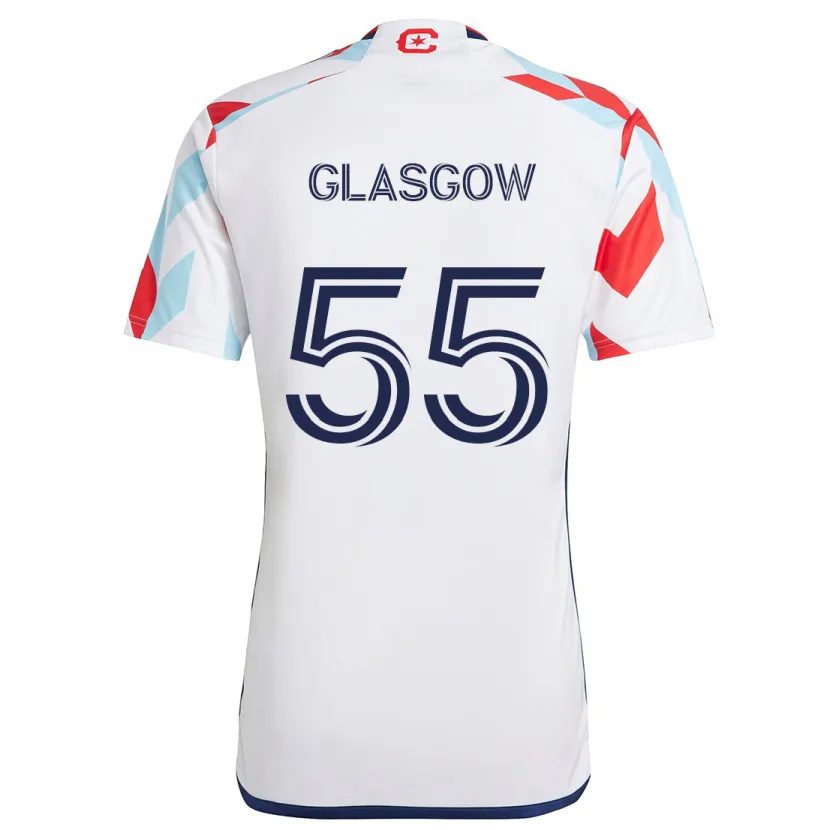 Danxen Niño Camiseta Omari Glasgow #55 Blanco Rojo Azul 2ª Equipación 2024/25 La Camisa