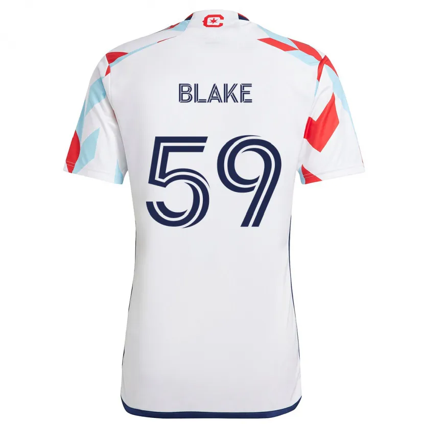 Danxen Niño Camiseta Romain Blake #59 Blanco Rojo Azul 2ª Equipación 2024/25 La Camisa