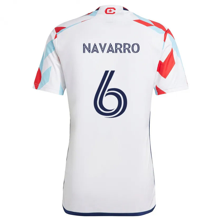 Danxen Niño Camiseta Miguel Navarro #6 Blanco Rojo Azul 2ª Equipación 2024/25 La Camisa