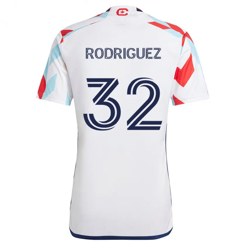 Danxen Niño Camiseta Missael Rodríguez #32 Blanco Rojo Azul 2ª Equipación 2024/25 La Camisa