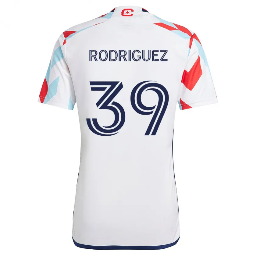 Danxen Niño Camiseta Allan Rodriguez #39 Blanco Rojo Azul 2ª Equipación 2024/25 La Camisa