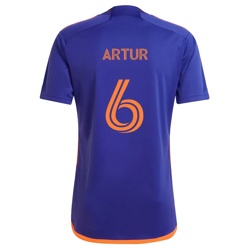 Danxen Niño Camiseta Artur #6 Púrpura Naranja 2ª Equipación 2024/25 La Camisa